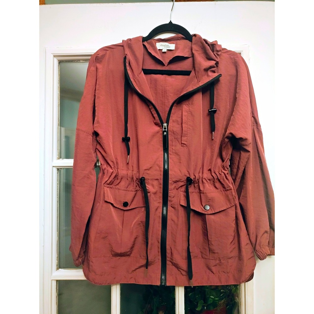 Charlotte Russe Women's Small Mauve Hooded Utility Anorak Jacket Drawstring